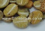 CFA59 15.5 inches 15*20mm twisted oval yellow chrysanthemum agate beads