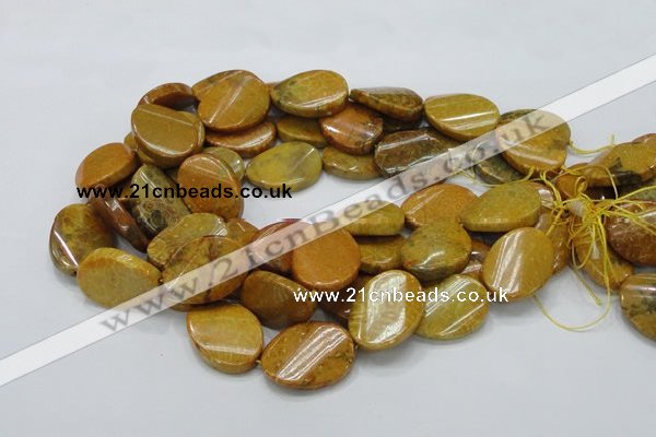 CFA60 15.5 inches 22*30mm twisted oval yellow chrysanthemum agate