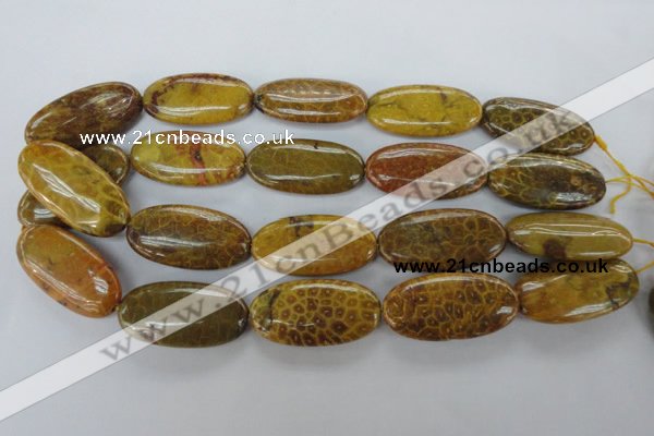 CFA61 15.5 inches 20*40mm oval yellow chrysanthemum agate beads