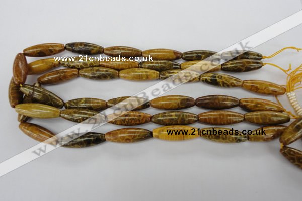 CFA62 15.5 inches 10*30mm rice yellow chrysanthemum agate beads