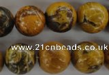 CFA63 15.5 inches 16mm round yellow chrysanthemum agate beads