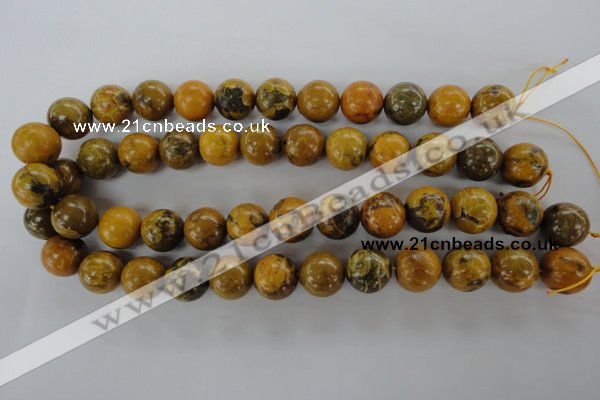 CFA63 15.5 inches 16mm round yellow chrysanthemum agate beads