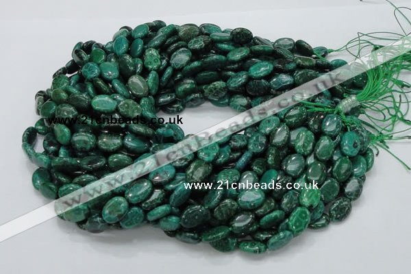 CFA70 15.5 inches 10*14mm oval green chrysanthemum agate beads