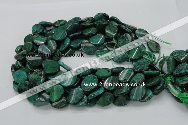 CFA72 15.5 inches 15*20mm twisted oval green chrysanthemum agate beads