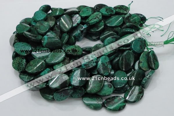 CFA73 15.5 inches 18*25mm twisted oval green chrysanthemum agate beads