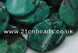 CFA74 15.5 inches 22*30mm twisted oval green chrysanthemum agate beads