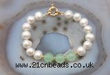 CFB1091 Hand-knotted 9mm - 10mm potato white freshwater pearl & candy jade bracelet