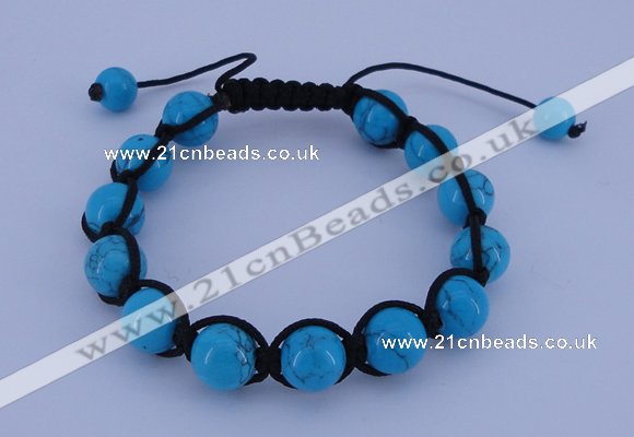 CFB511 10mm round turquoise beads adjustable bracelet wholesale