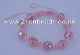 CFB520 12mm faceted round crystal beads adjustable bracelet wholesale