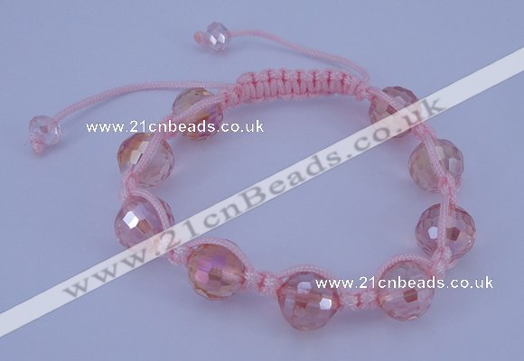 CFB520 12mm faceted round crystal beads adjustable bracelet wholesale