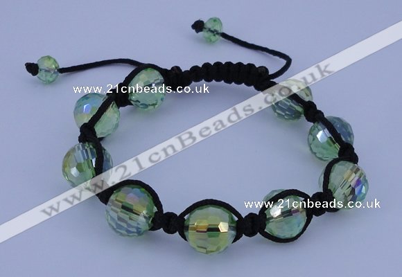 CFB523 12mm faceted round crystal beads adjustable bracelet wholesale