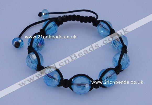 CFB524 12mm faceted round crystal beads adjustable bracelet wholesale