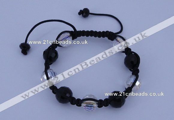 CFB528 12mm faceted round crystal beads adjustable bracelet wholesale