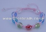 CFB530 12mm faceted round crystal beads adjustable bracelet wholesale