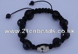 CFB541 14mm faceted round crystal with rhinestone beads bracelet