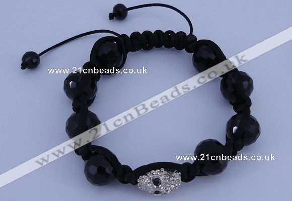 CFB541 14mm faceted round crystal with rhinestone beads bracelet