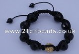 CFB545 14mm faceted round crystal with rhinestone beads bracelet