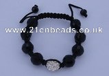 CFB546 12mm faceted round crystal with rhinestone beads bracelet