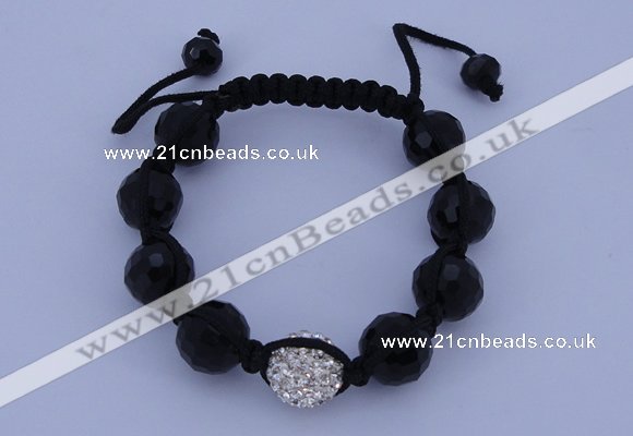 CFB546 12mm faceted round crystal with rhinestone beads bracelet