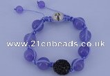 CFB547 12mm round candy jade with rhinestone beads adjustable bracelet