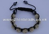 CFB555 10mm round rhinestone with hematite beads adjustable bracelet