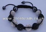 CFB562 12mm round rhinestone with hematite beads adjustable bracelet