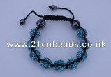 CFB565 12mm round rhinestone with hematite beads adjustable bracelet