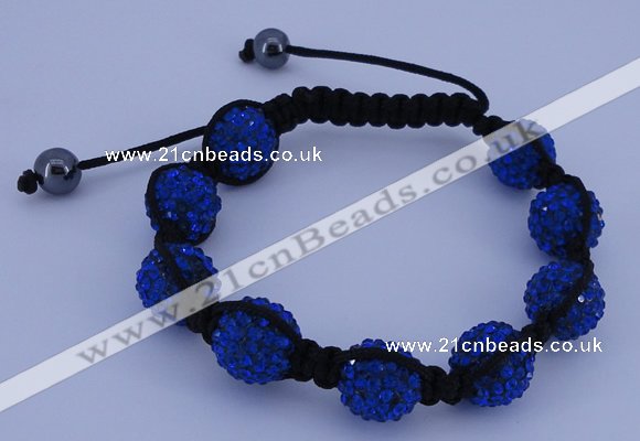 CFB566 12mm round rhinestone with hematite beads adjustable bracelet