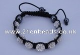 CFB570 10mm round rhinestone with hematite beads adjustable bracelet