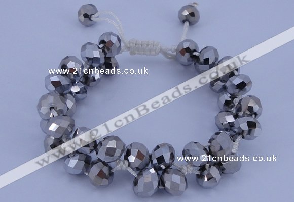 CFB585 8*10mm faceted rondelle crystal beads adjustable bracelet