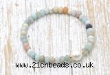 CFB706 faceted rondelle amazonite & potato white freshwater pearl stretchy bracelet