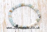 CFB707 faceted rondelle amazonite & potato white freshwater pearl stretchy bracelet