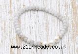 CFB722 faceted rondelle white crazy lace agate & potato white freshwater pearl stretchy bracelet