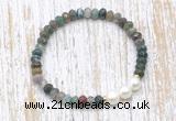 CFB725 faceted rondelle Indian agate & potato white freshwater pearl stretchy bracelet