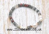 CFB747 faceted rondelle African bloodstone & potato white freshwater pearl stretchy bracelet