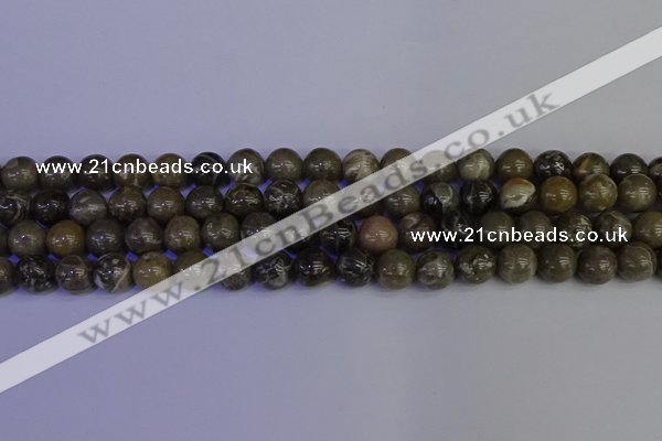 CFC213 15.5 inches 10mm round grey fossil coral beads wholesale