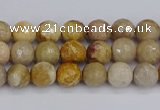 CFC228 15.5 inches 4mm faceted round fossil coral beads