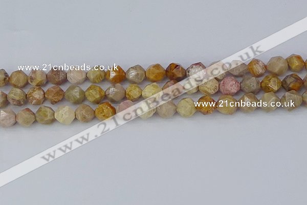 CFC237 15.5 inches 8mm faceted nuggets fossil coral beads