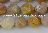 CFC239 15.5 inches 12mm faceted nuggets fossil coral beads