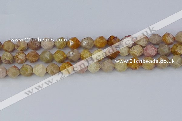 CFC239 15.5 inches 12mm faceted nuggets fossil coral beads