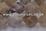 CFC303 15.5 inches 12mm faceted nuggets coral jade beads