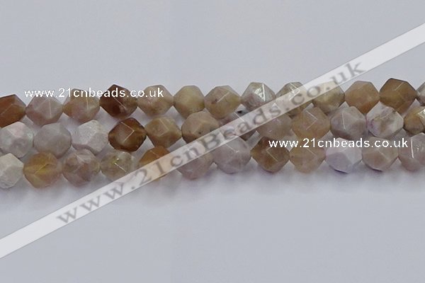 CFC303 15.5 inches 12mm faceted nuggets coral jade beads