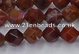 CFC307 15.5 inches 8mm faceted nuggets dyed coral jade beads