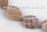 CFC47 15*20mm twisted teardrop coral fossil jasper beads