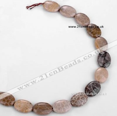 CFC49 15.5 inch 15*20mm oval coral fossil jasper beads wholesale