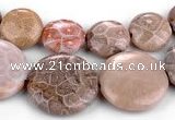 CFC53 15.5 inches flat round coral fossil jasper beads wholesale