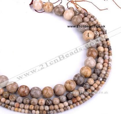 CFC55 15.5 inches round coral fossil jasper beads wholesale