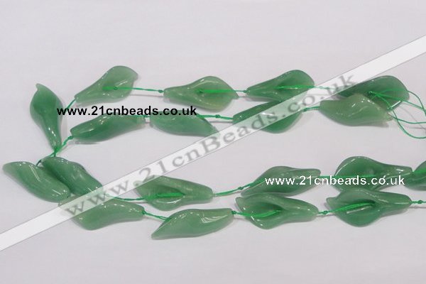 CFG03 15.5 inches 18*38mm carved flower green aventurine jade beads