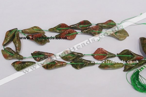 CFG07 15.5 inches 18*38mm carved trumpet flower unakite gemstone beads