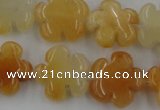 CFG1000 15.5 inches 16mm carved flower yellow jade beads